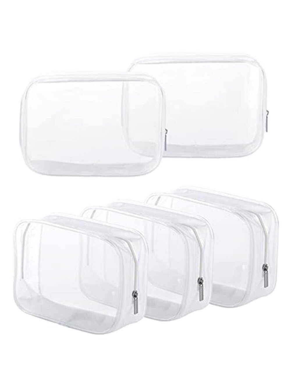Clear Toiletry Bags 5 Pack Travel Cosmetic Makeup Organizer Zipper Pouches TSA